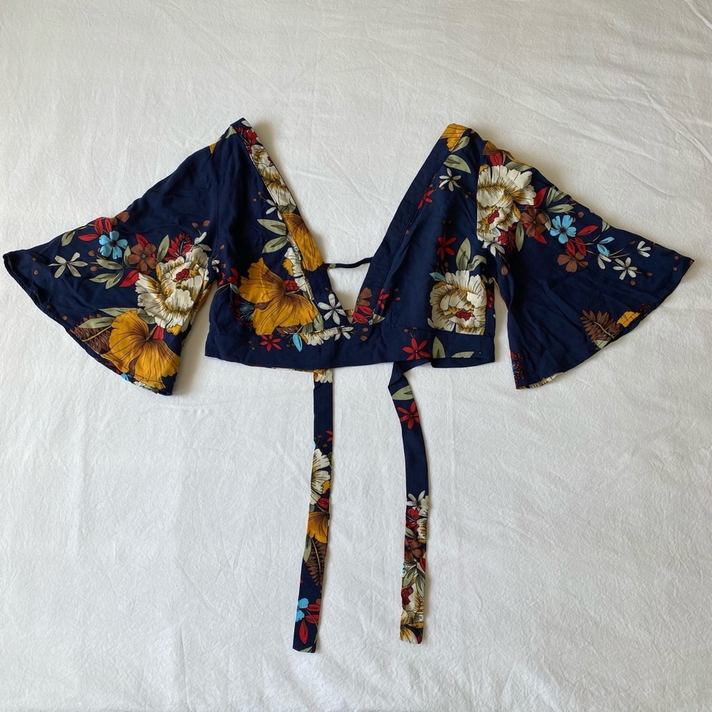 Floral Blue Crop Top